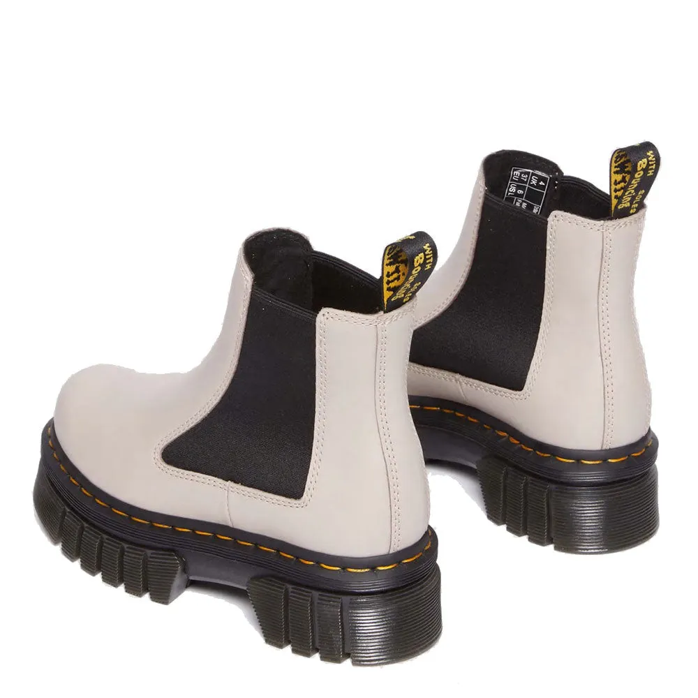 Scarpe Donna DR. MARTENS Stivaletti Chelsea Platform linea Audrick in Pelle Nappa Lux Vintage Taupe