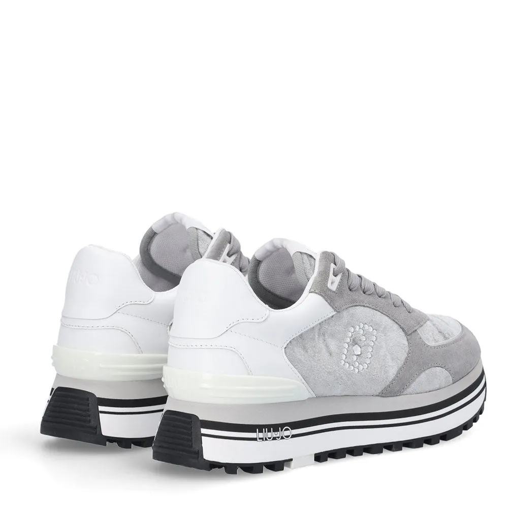 Scarpe Donna LIU JO Maxi Wonder 61 Sneakers Platform in Velluto Suede e Pelle colore Iron
