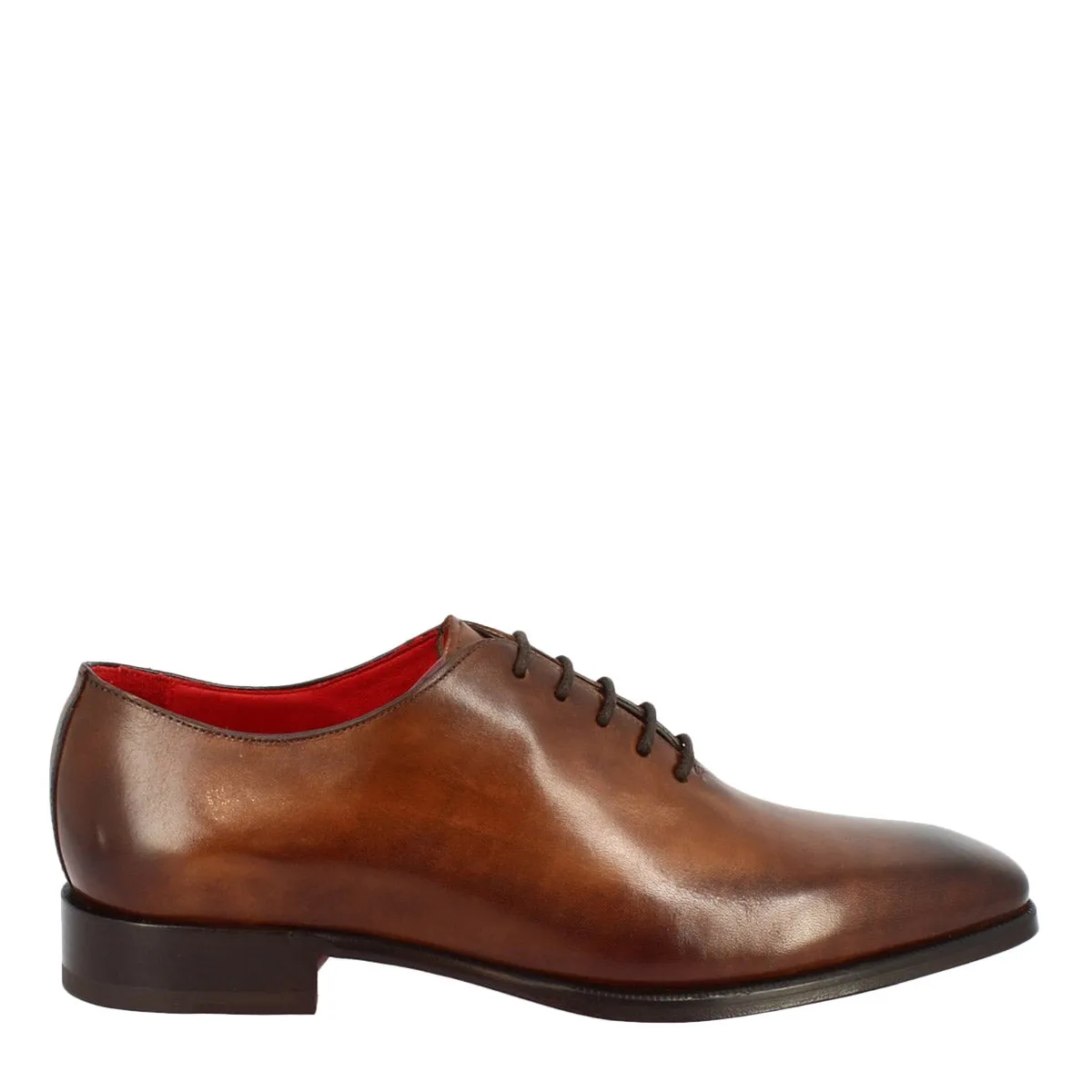 Scarpe wholecut da uomo artigianali punta squadrata in pelle delavè brandy