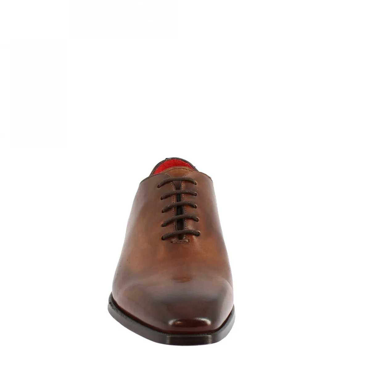 Scarpe wholecut da uomo artigianali punta squadrata in pelle delavè brandy
