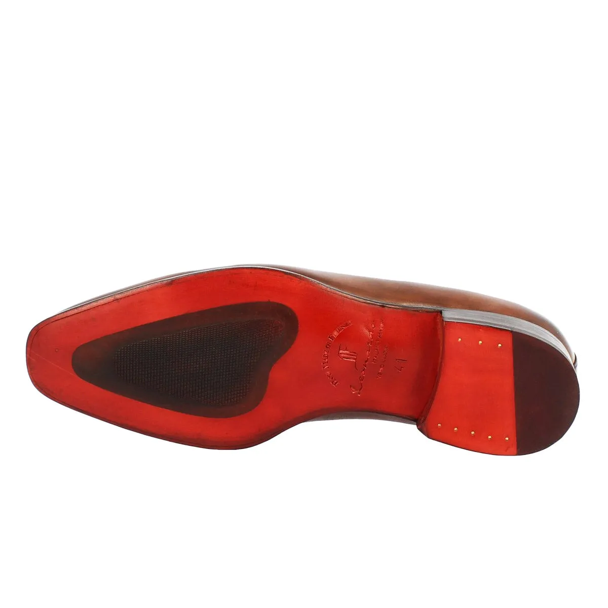Scarpe wholecut da uomo artigianali punta squadrata in pelle delavè brandy