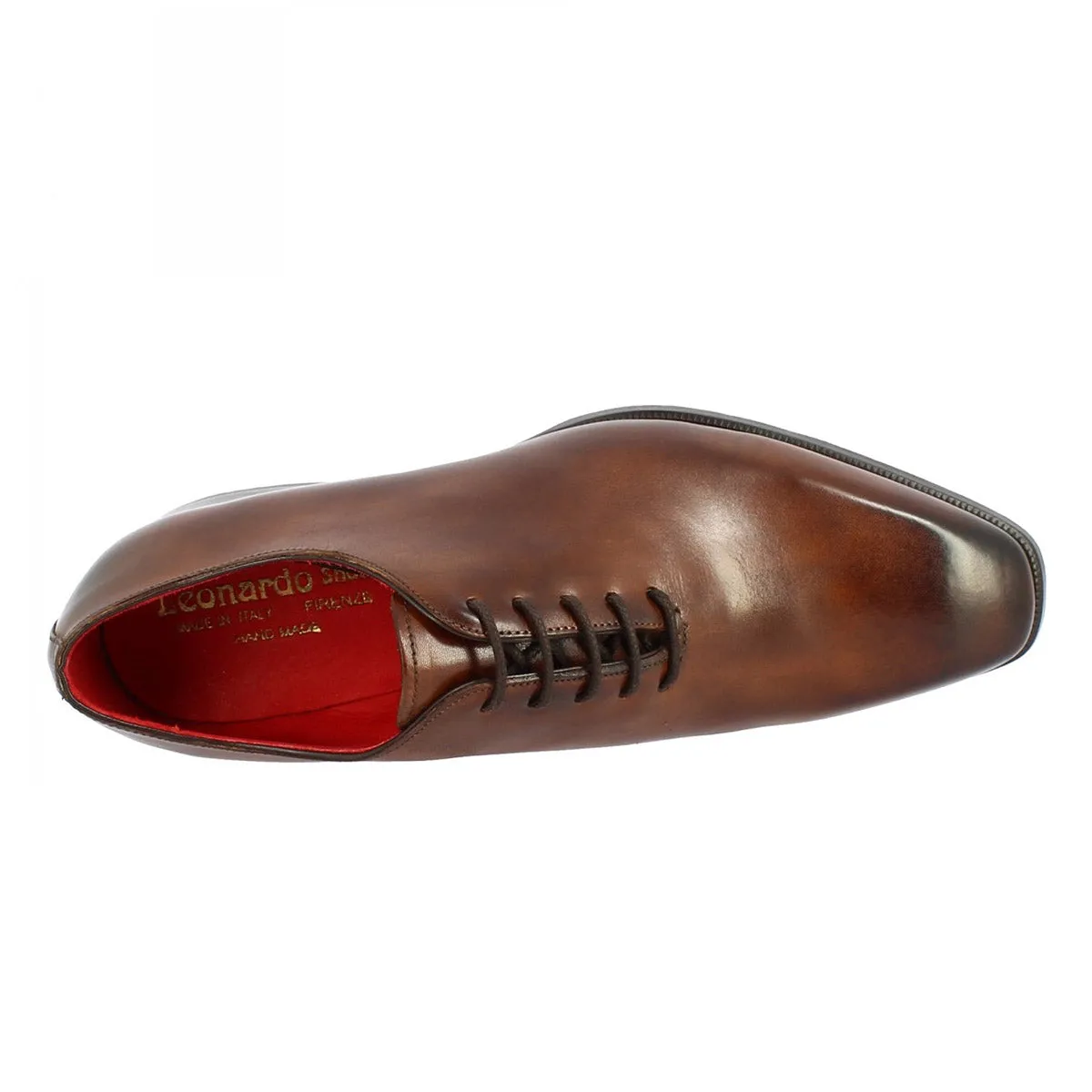 Scarpe wholecut da uomo artigianali punta squadrata in pelle delavè brandy