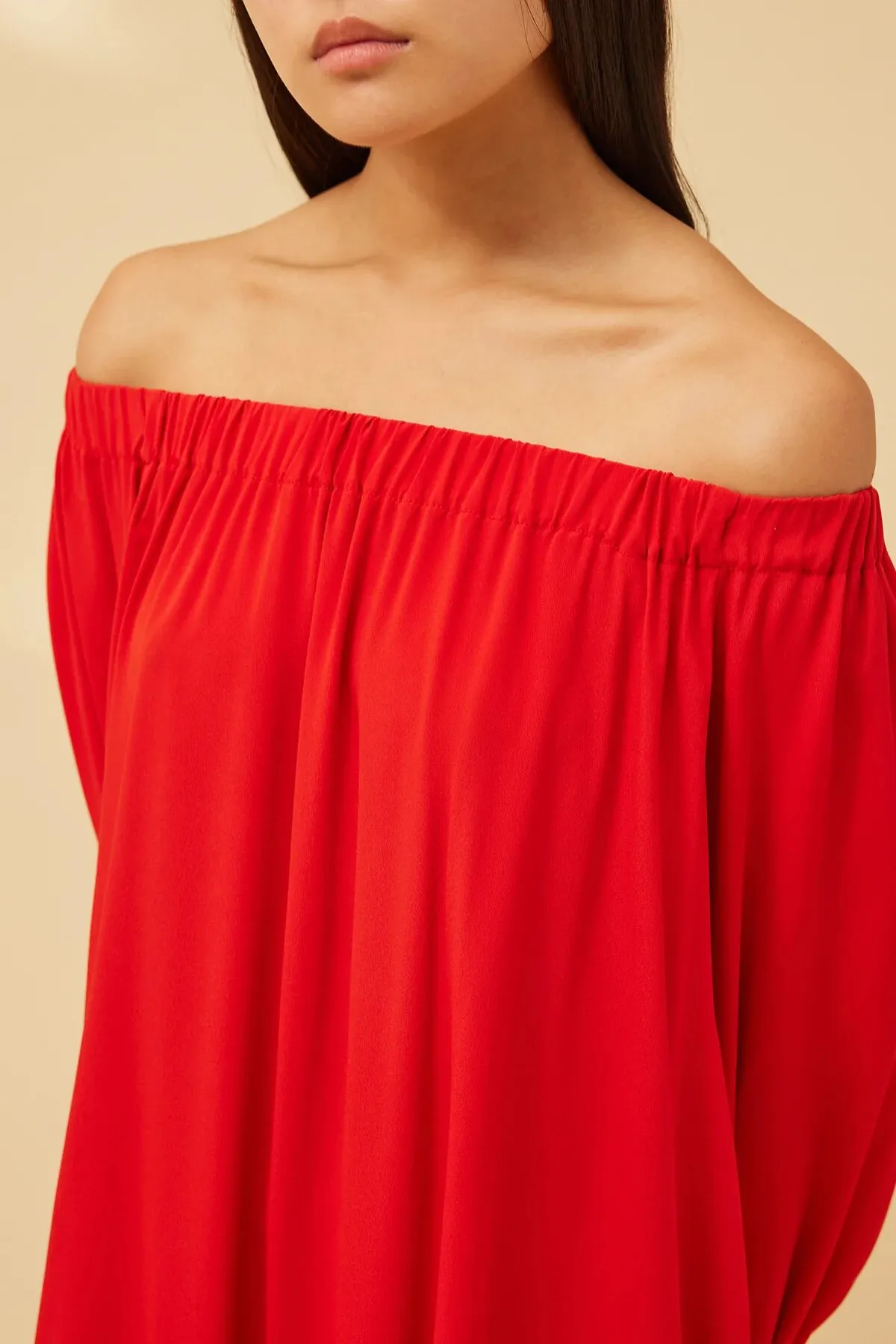 SEMICOUTURE Abito in crepe de chine scollo bardot