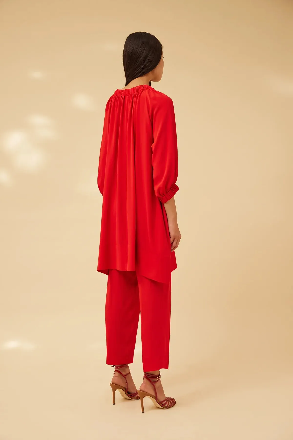 SEMICOUTURE Abito in crepe de chine scollo bardot