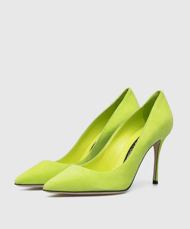 Sergio Rossi Décolleté Godiva in pelle scamosciata verde neon A43843MCAZ01