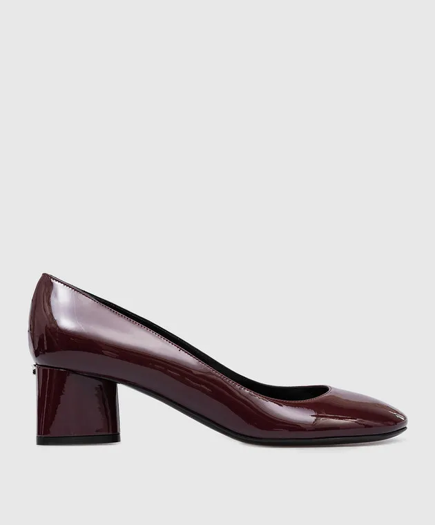 Sergio Rossi Décolleté Pilier in vernice con monogramma di cristalli bordeaux B09561MVIV01