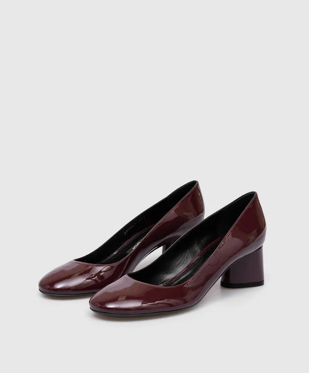 Sergio Rossi Décolleté Pilier in vernice con monogramma di cristalli bordeaux B09561MVIV01