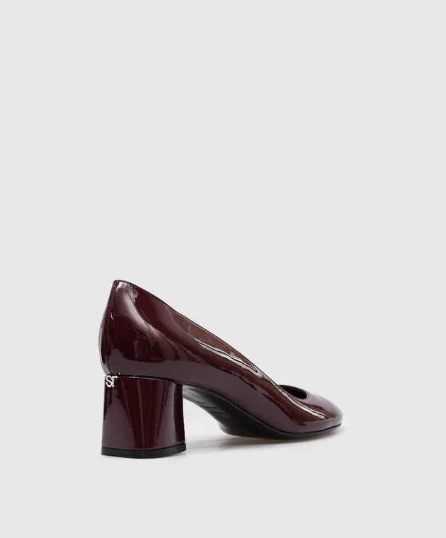 Sergio Rossi Décolleté Pilier in vernice con monogramma di cristalli bordeaux B09561MVIV01