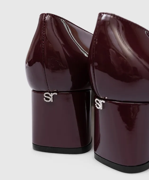 Sergio Rossi Décolleté Pilier in vernice con monogramma di cristalli bordeaux B09561MVIV01