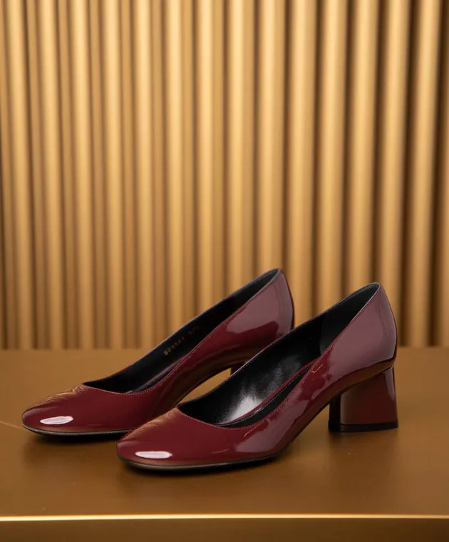 Sergio Rossi Décolleté Pilier in vernice con monogramma di cristalli bordeaux B09561MVIV01