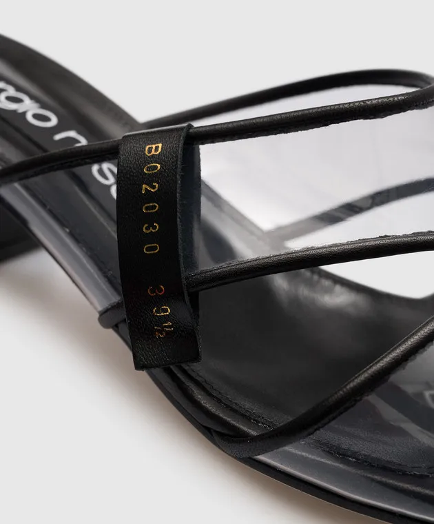 Sergio Rossi Mules Lunettes nere con inserti trasparenti B02030MFI503