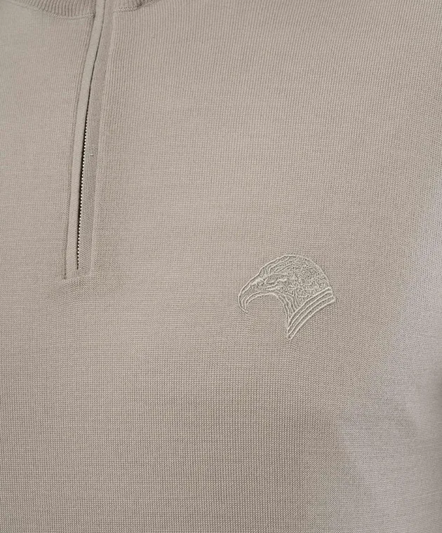 Stefano Ricci Maglia grigia in lana con ricamo logo K303071L01F24345
