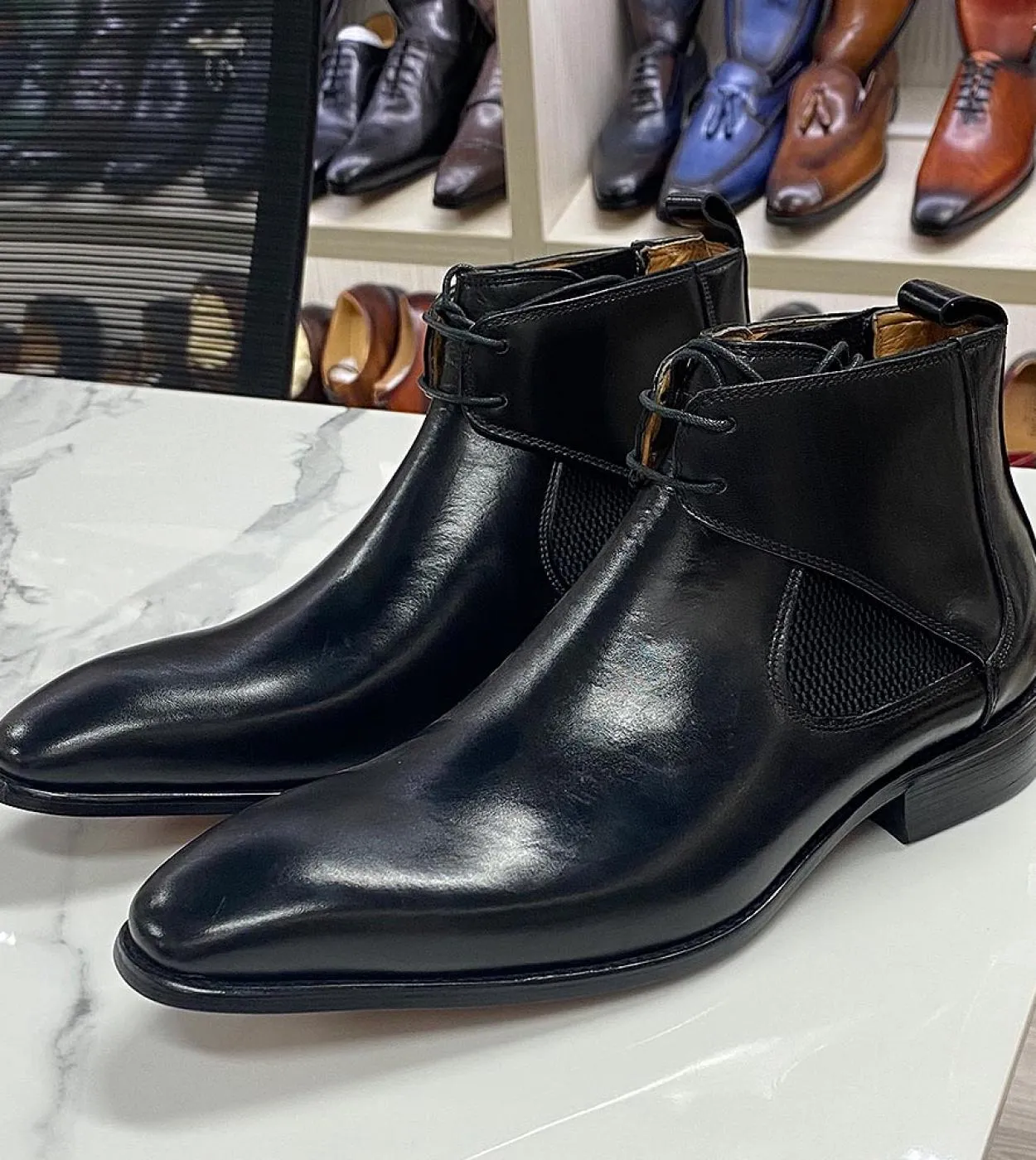 Stivaletti Chelsea Uomo Stivaletti Chelsea in vera pelle stile britannico in pelle marrone Stivali da uomo da uomo