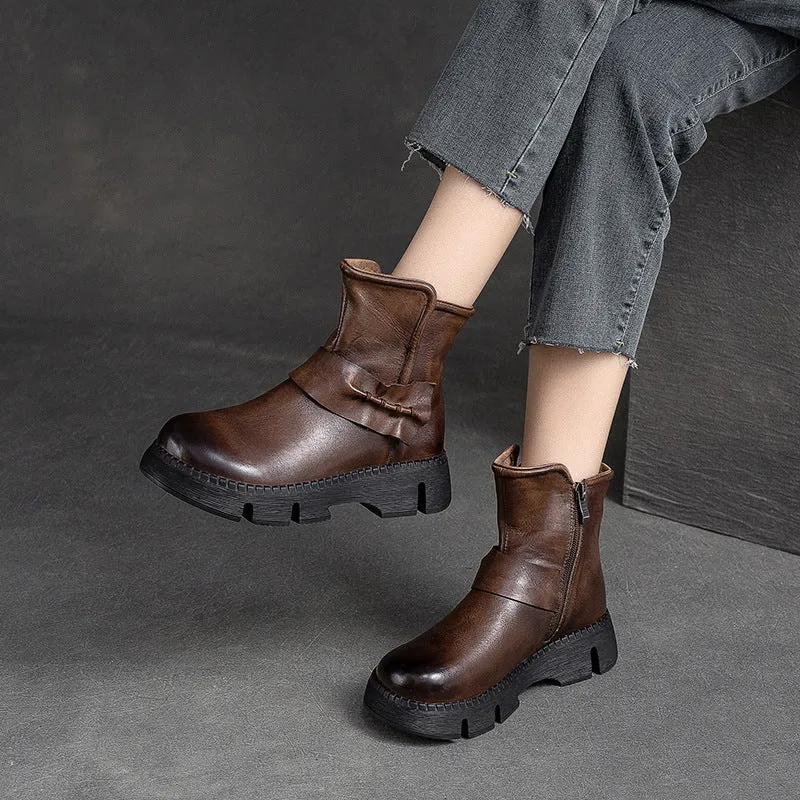 Stivali casual comfort in pelle retrò da donna
