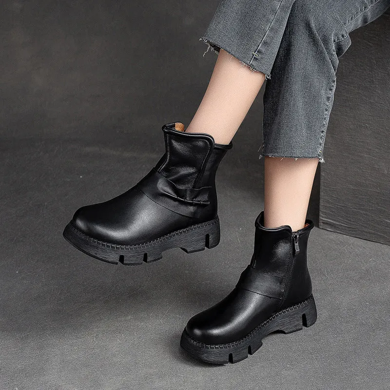 Stivali casual comfort in pelle retrò da donna