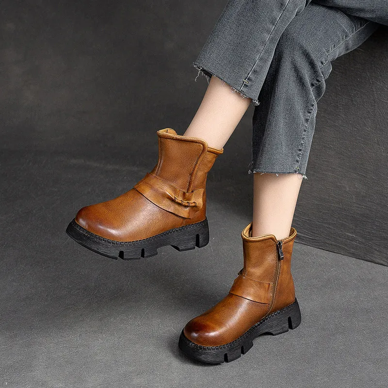 Stivali casual comfort in pelle retrò da donna