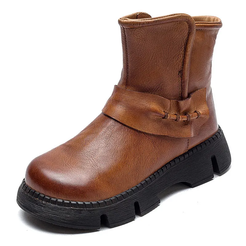 Stivali casual comfort in pelle retrò da donna