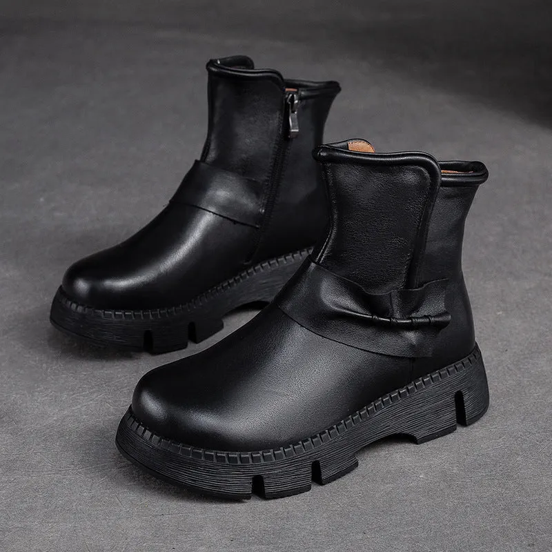 Stivali casual comfort in pelle retrò da donna