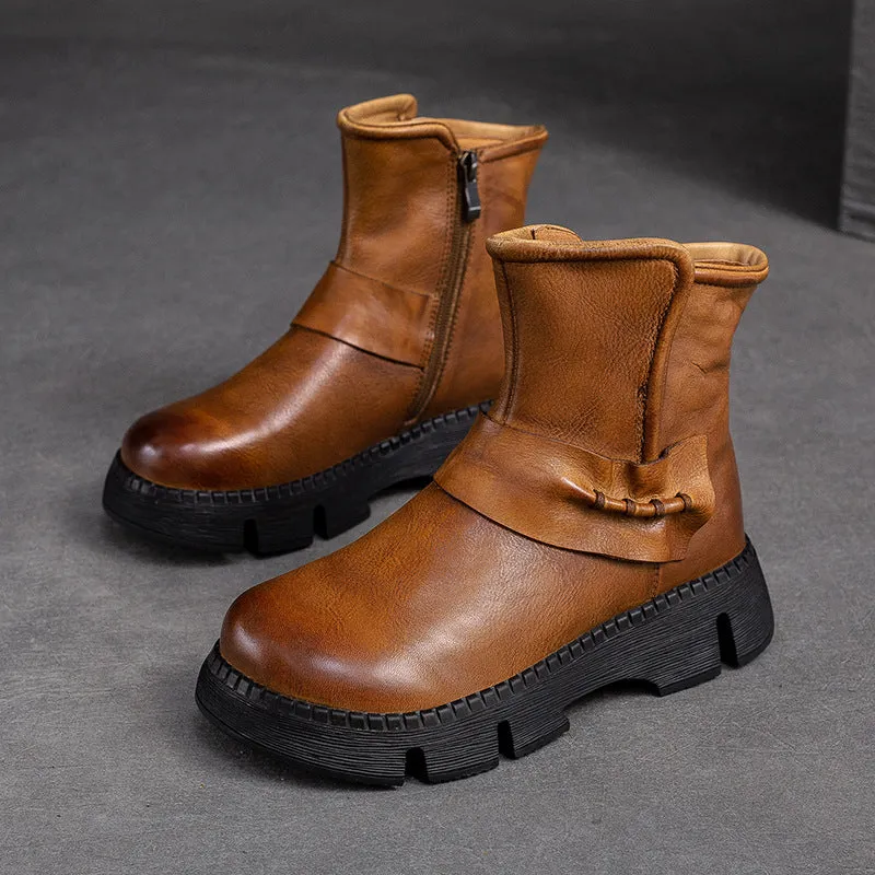 Stivali casual comfort in pelle retrò da donna