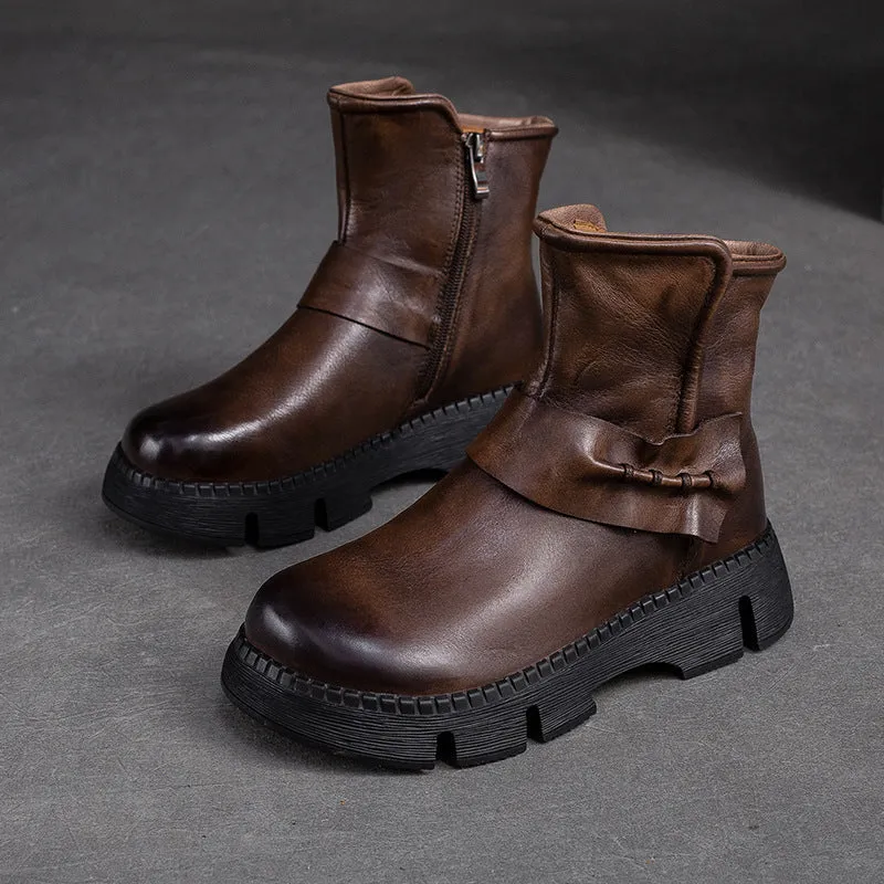 Stivali casual comfort in pelle retrò da donna