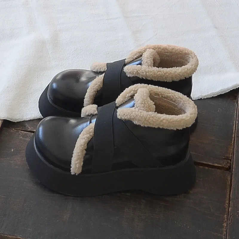 Stivali di pelliccia minimalisti casual retrò da donna