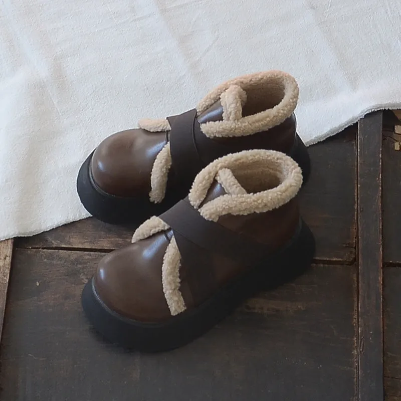 Stivali di pelliccia minimalisti casual retrò da donna