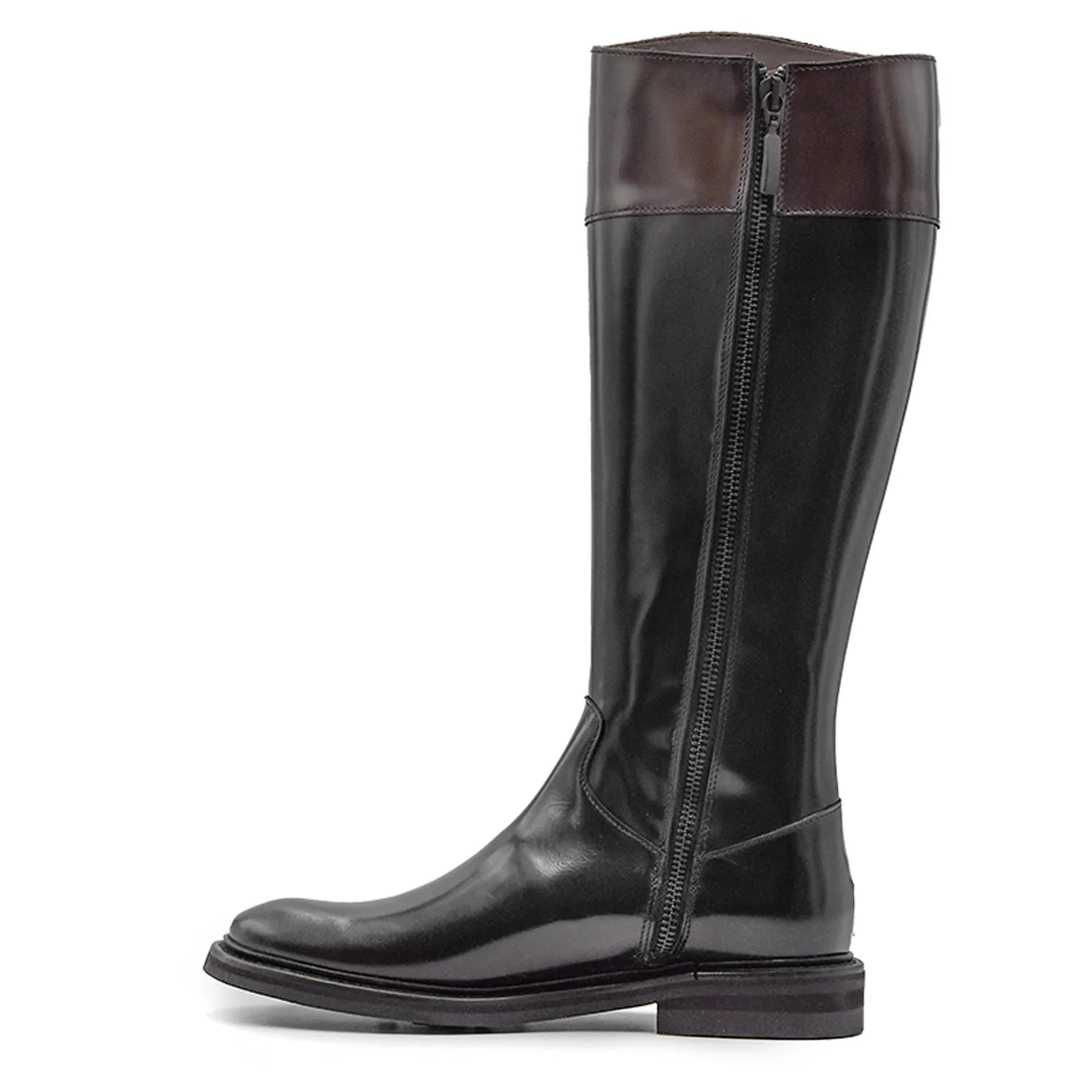 Stivali George Hol's Donna Spazzolato Neto Con Balza Marrone