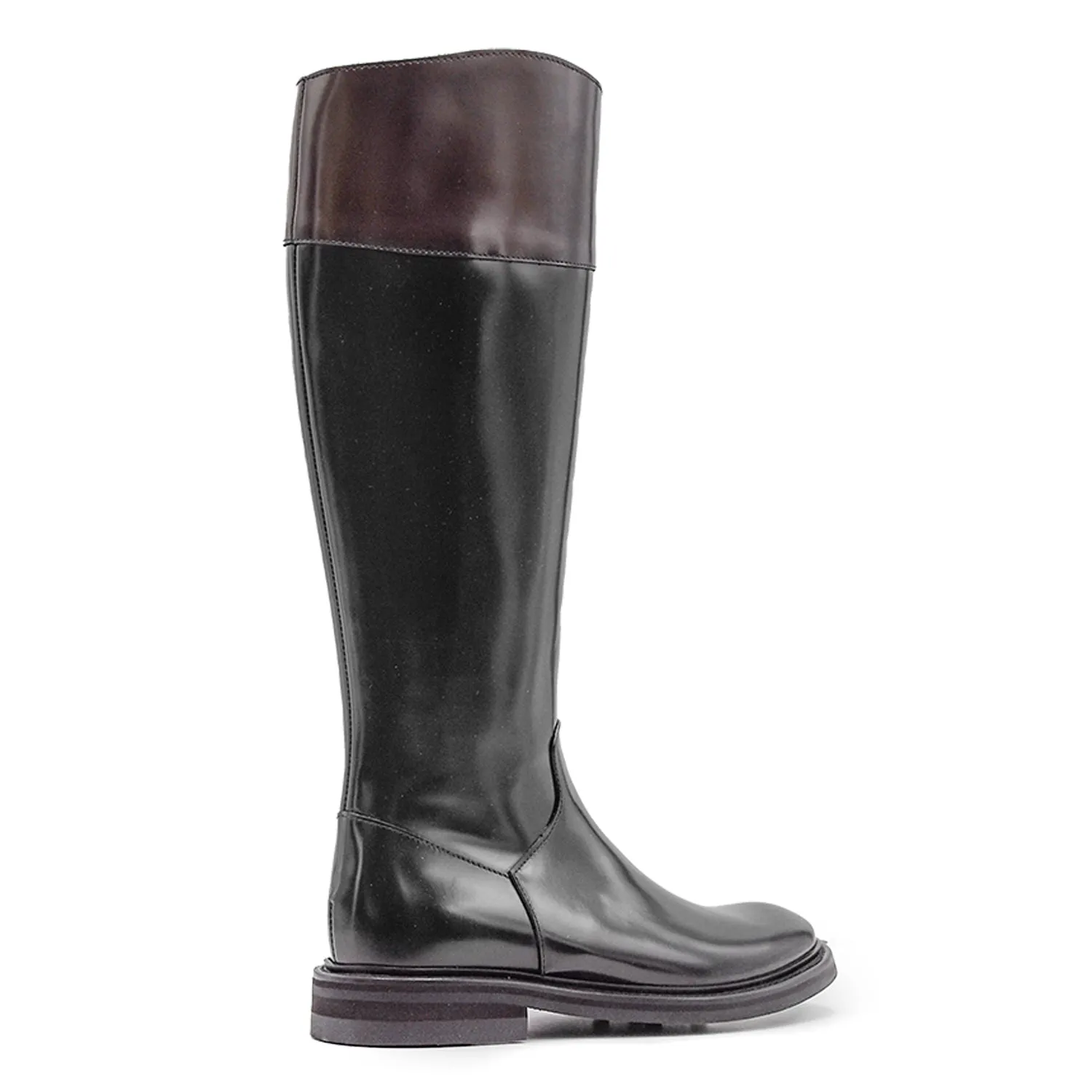 Stivali George Hol's Donna Spazzolato Neto Con Balza Marrone