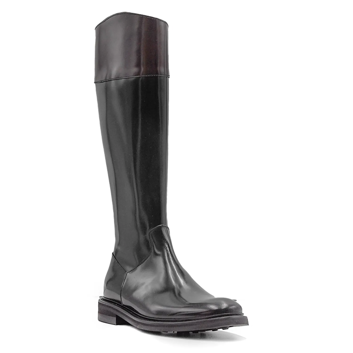 Stivali George Hol's Donna Spazzolato Neto Con Balza Marrone