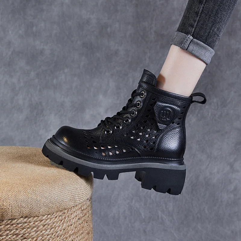 Stivali in pelle cava minimalisti da donna