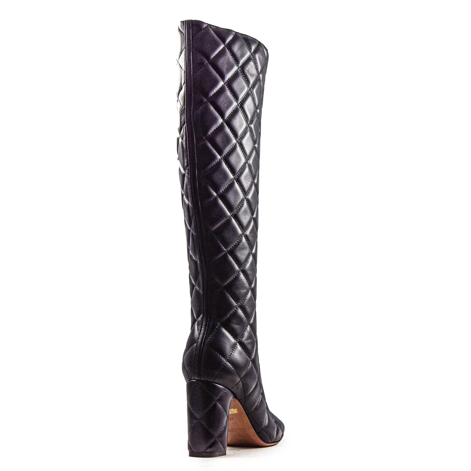Stivali L'Autre Chose Donna In Pelle Trapuntata Nera Con Zip Frontale