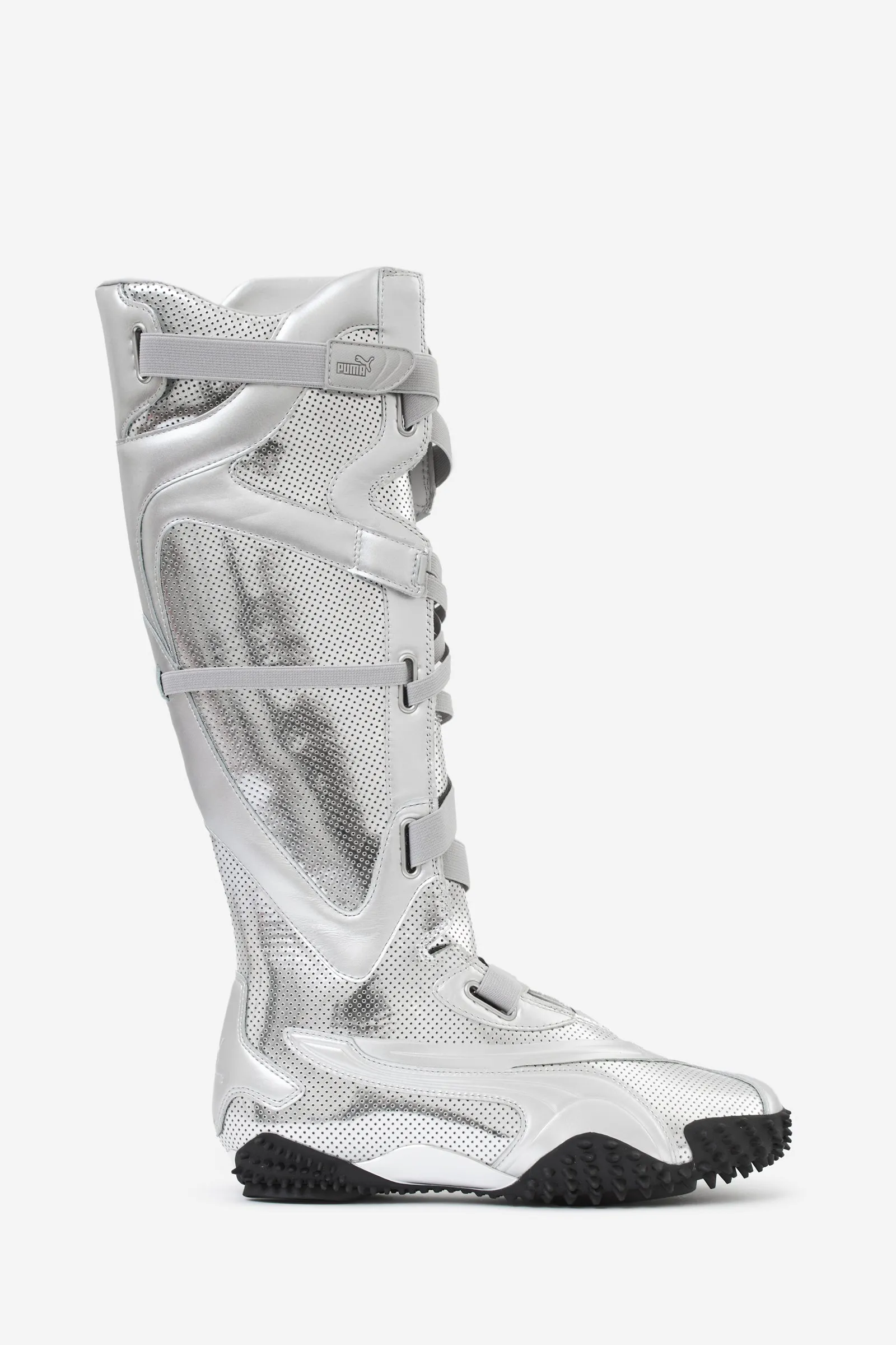 Stivali MOSTRO BOOT in pelle argento