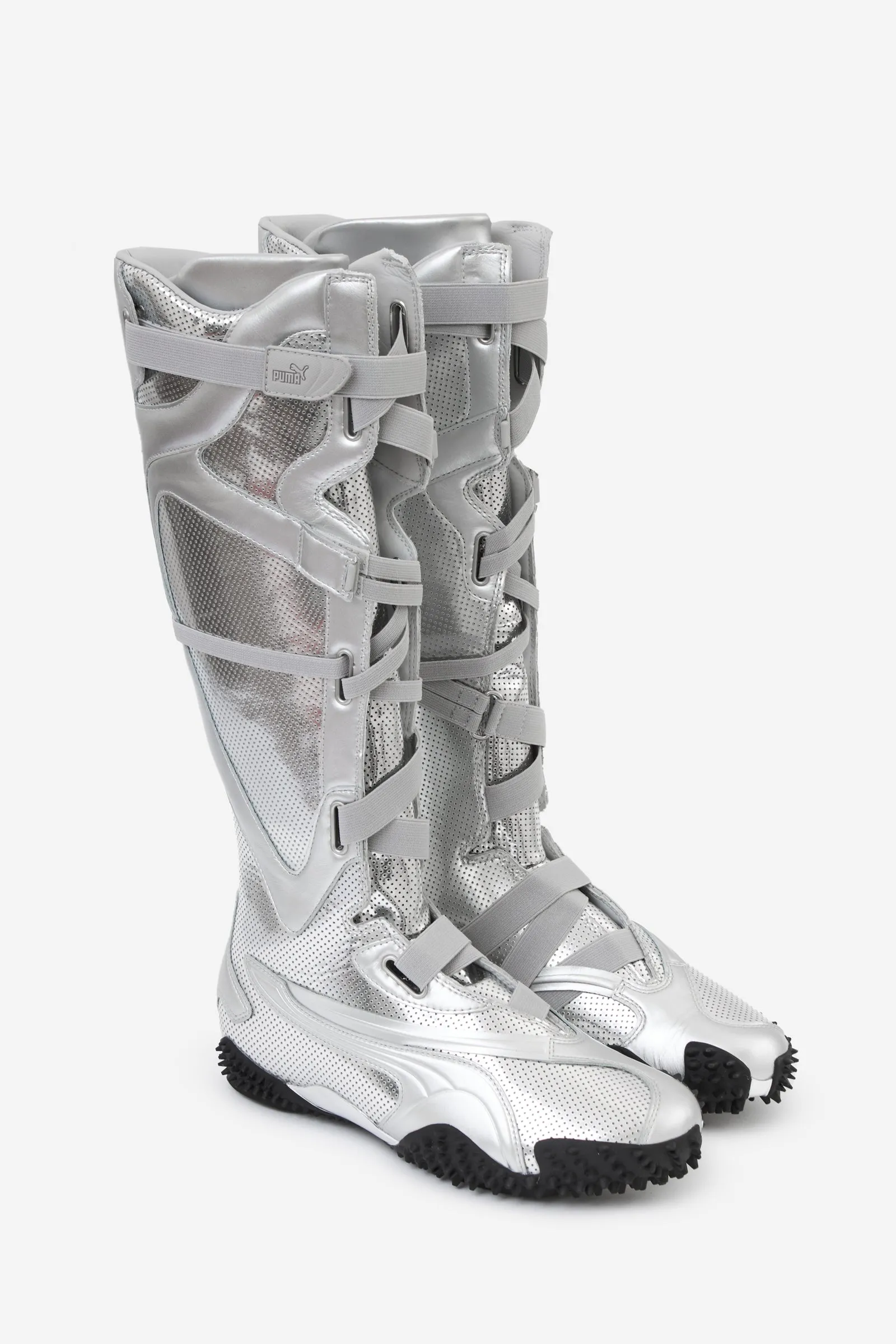 Stivali MOSTRO BOOT in pelle argento