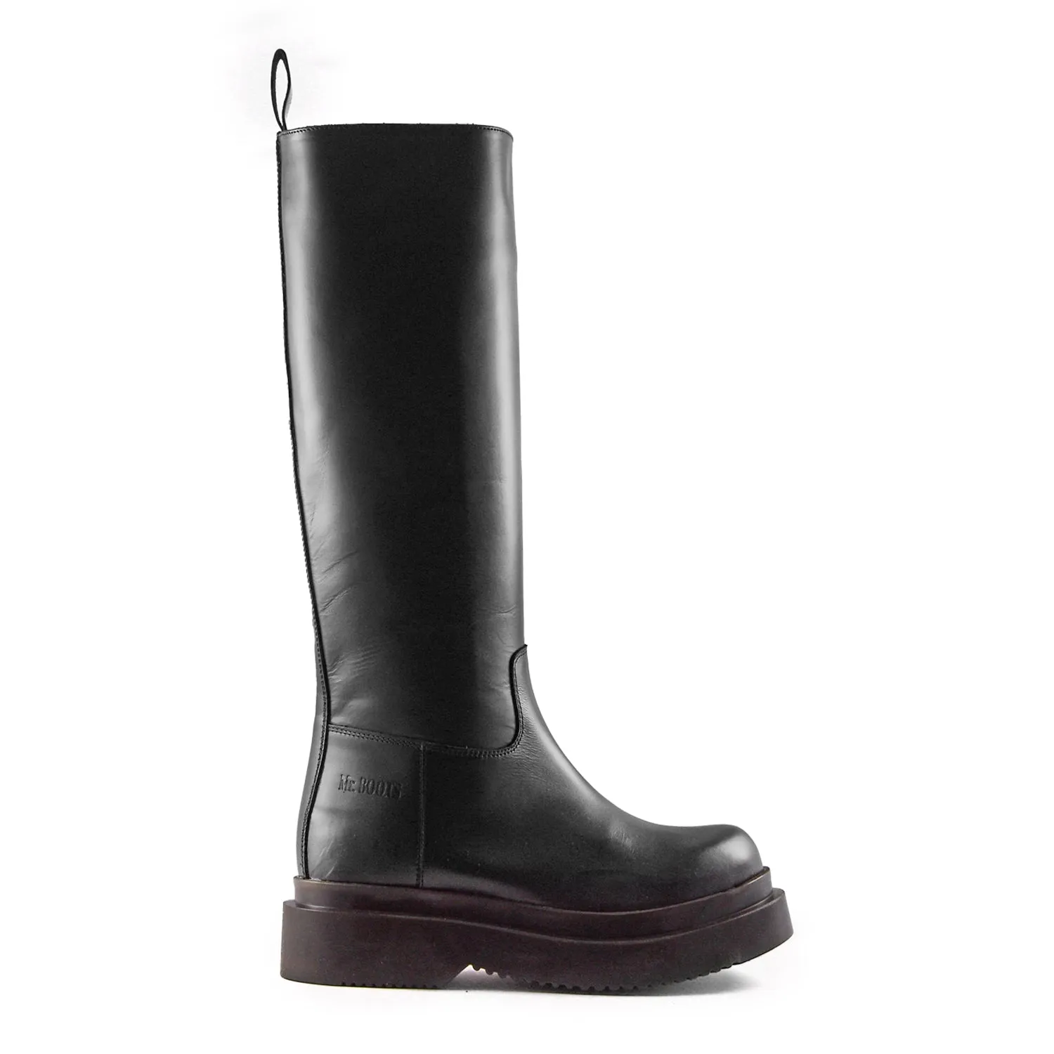 Stivali Mr. BOOTS Donna Nero Gambale Tubolare Cuciture Monocromo