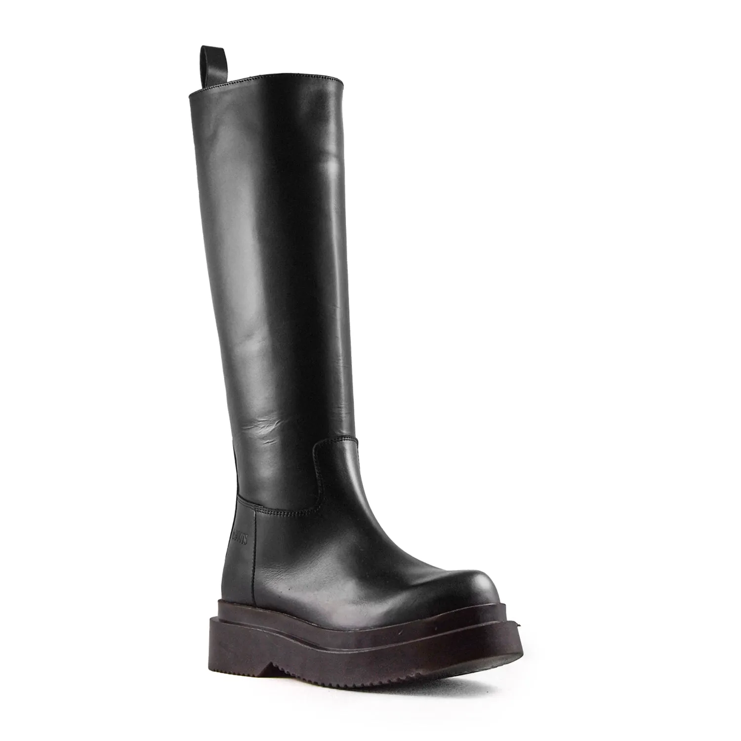 Stivali Mr. BOOTS Donna Nero Gambale Tubolare Cuciture Monocromo