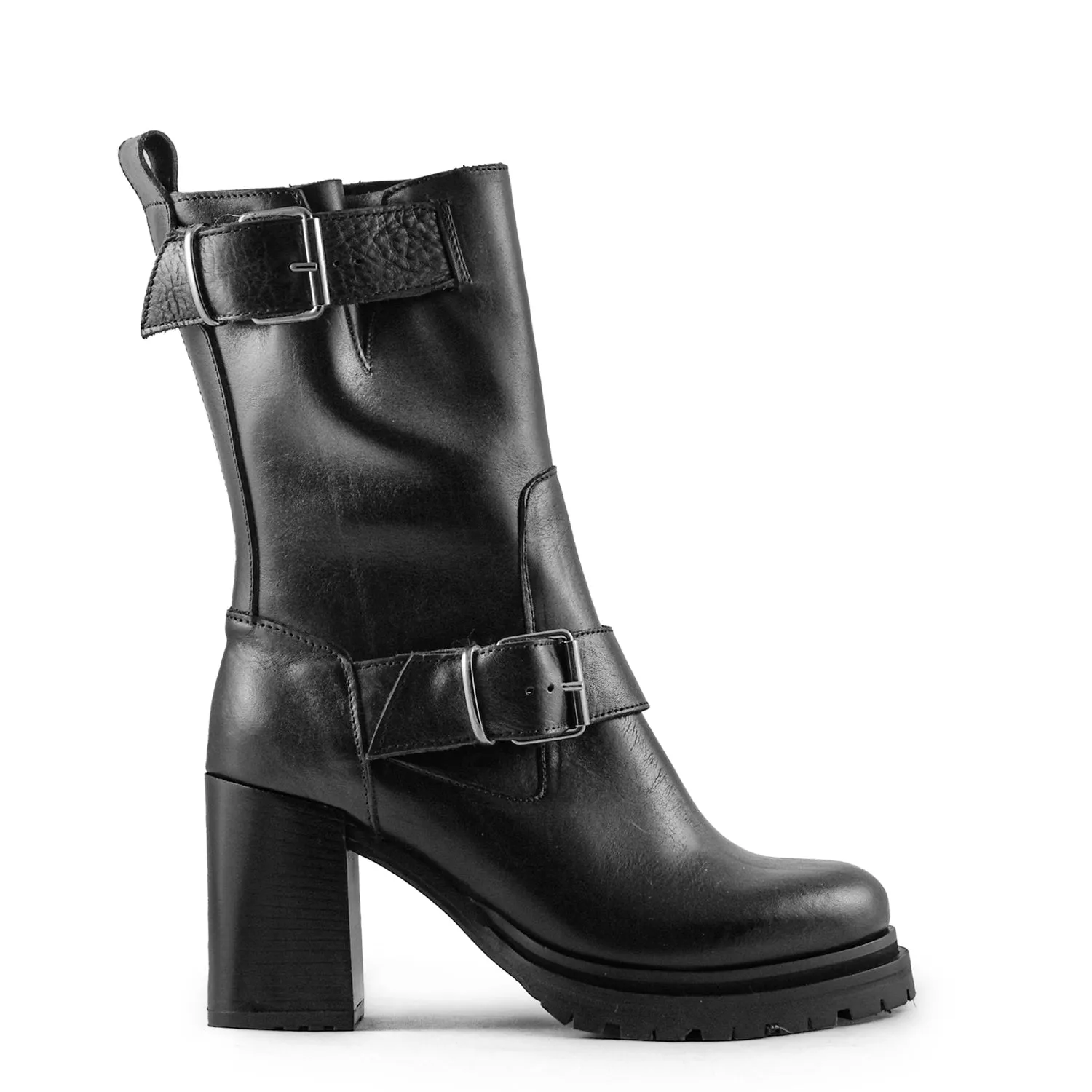Stivali Nero The S Donna Con Due Fibbie Regolabili E Zip Laterale