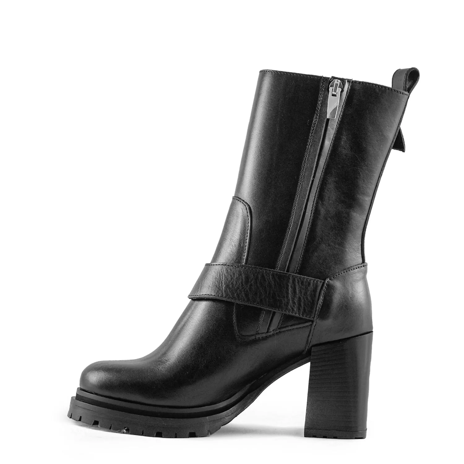 Stivali Nero The S Donna Con Due Fibbie Regolabili E Zip Laterale