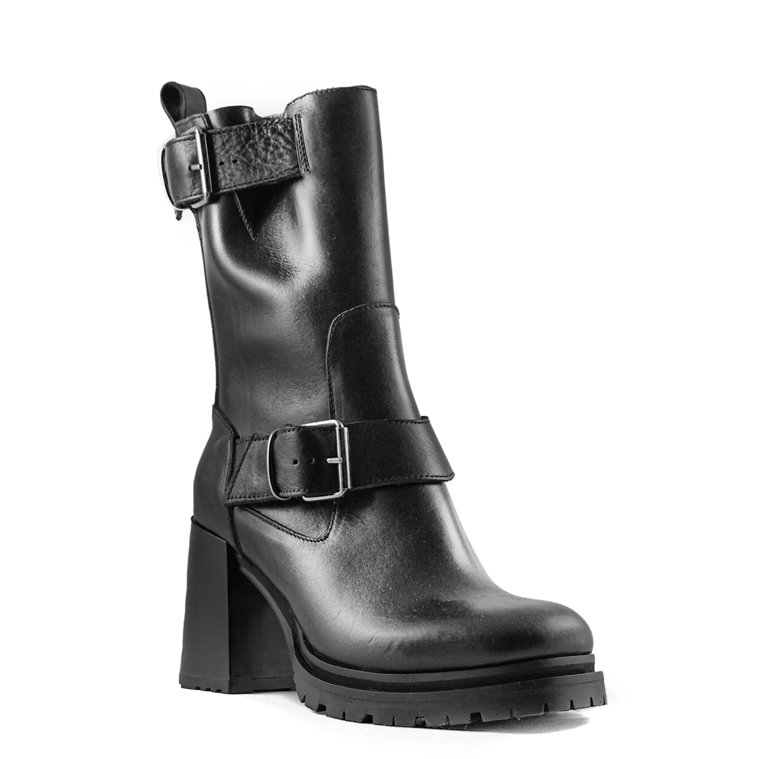 Stivali Nero The S Donna Con Due Fibbie Regolabili E Zip Laterale
