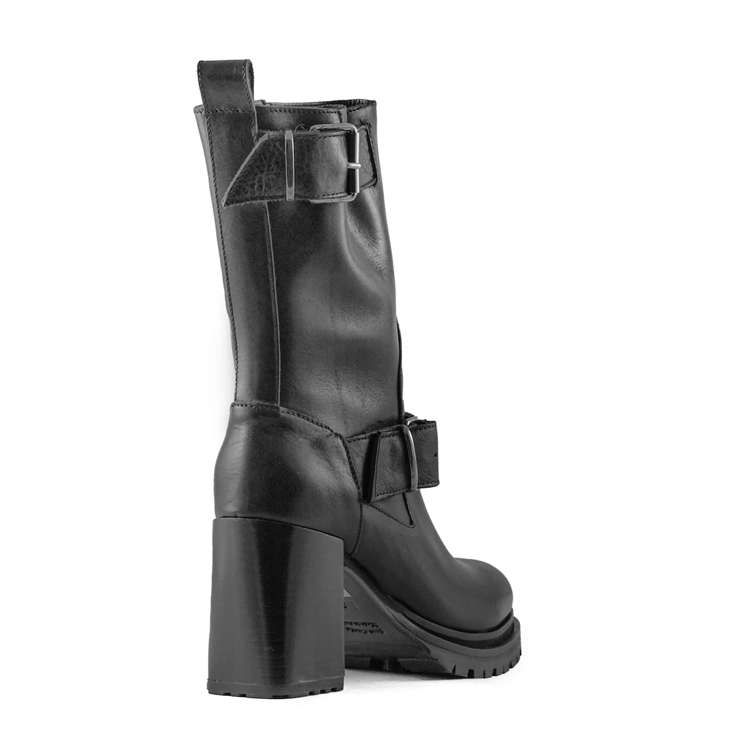 Stivali Nero The S Donna Con Due Fibbie Regolabili E Zip Laterale