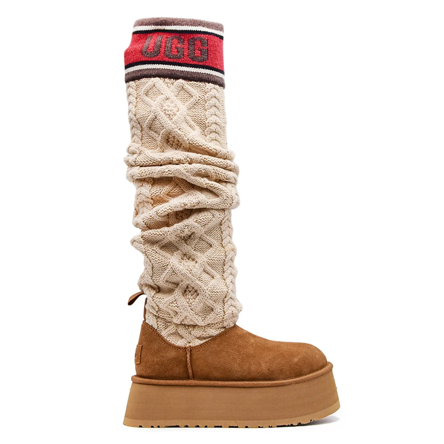 Stivali Ugg Swater Letter Tall Donna Beige Con Gambale In Maglia
