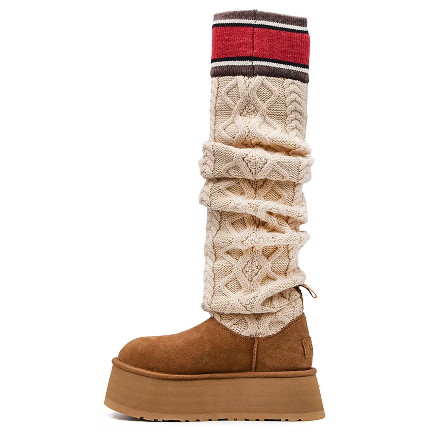 Stivali Ugg Swater Letter Tall Donna Beige Con Gambale In Maglia