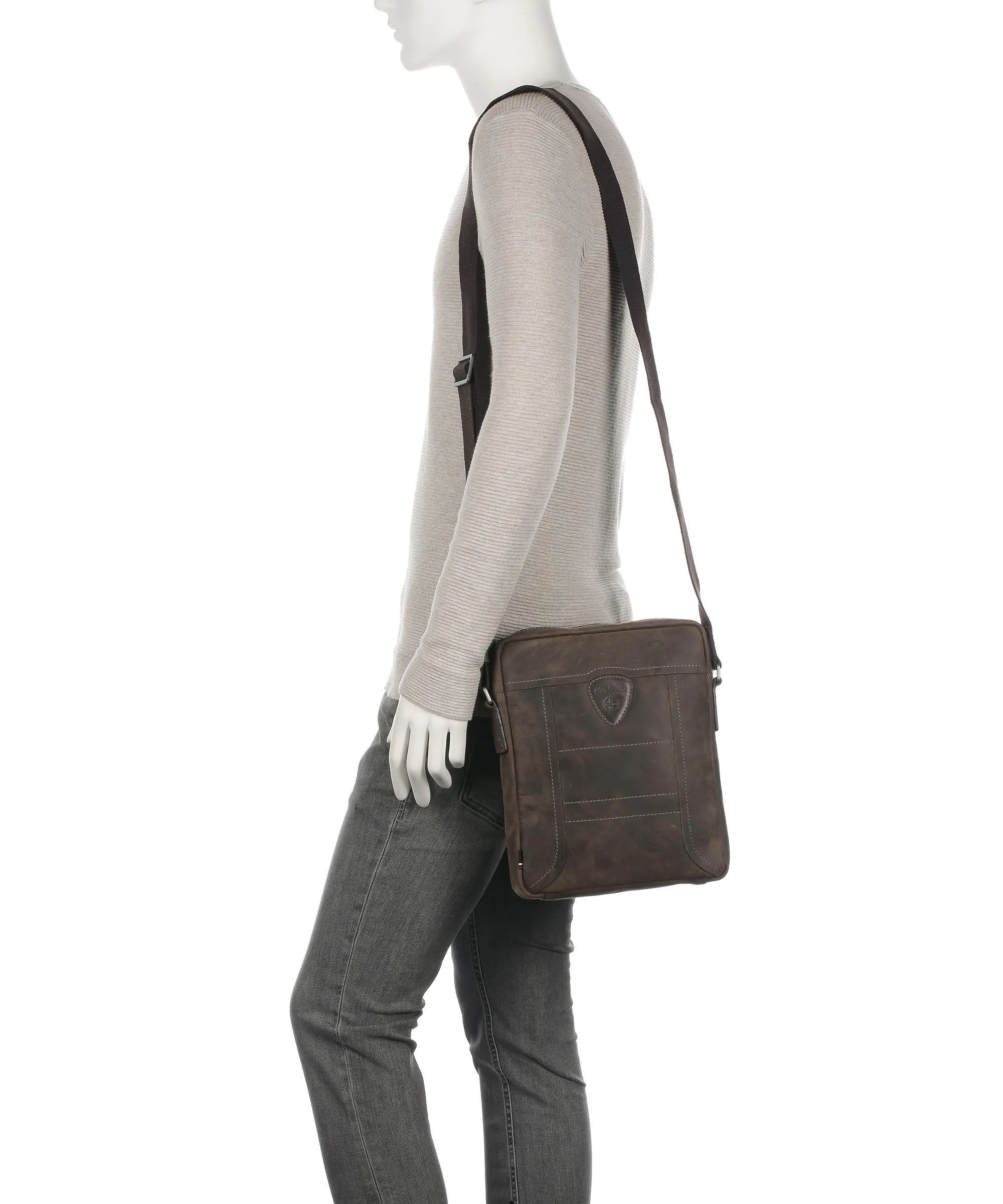  Strellson Hunter Borsa a tracolla pelle di vacchetta pull-up marrone scuro  