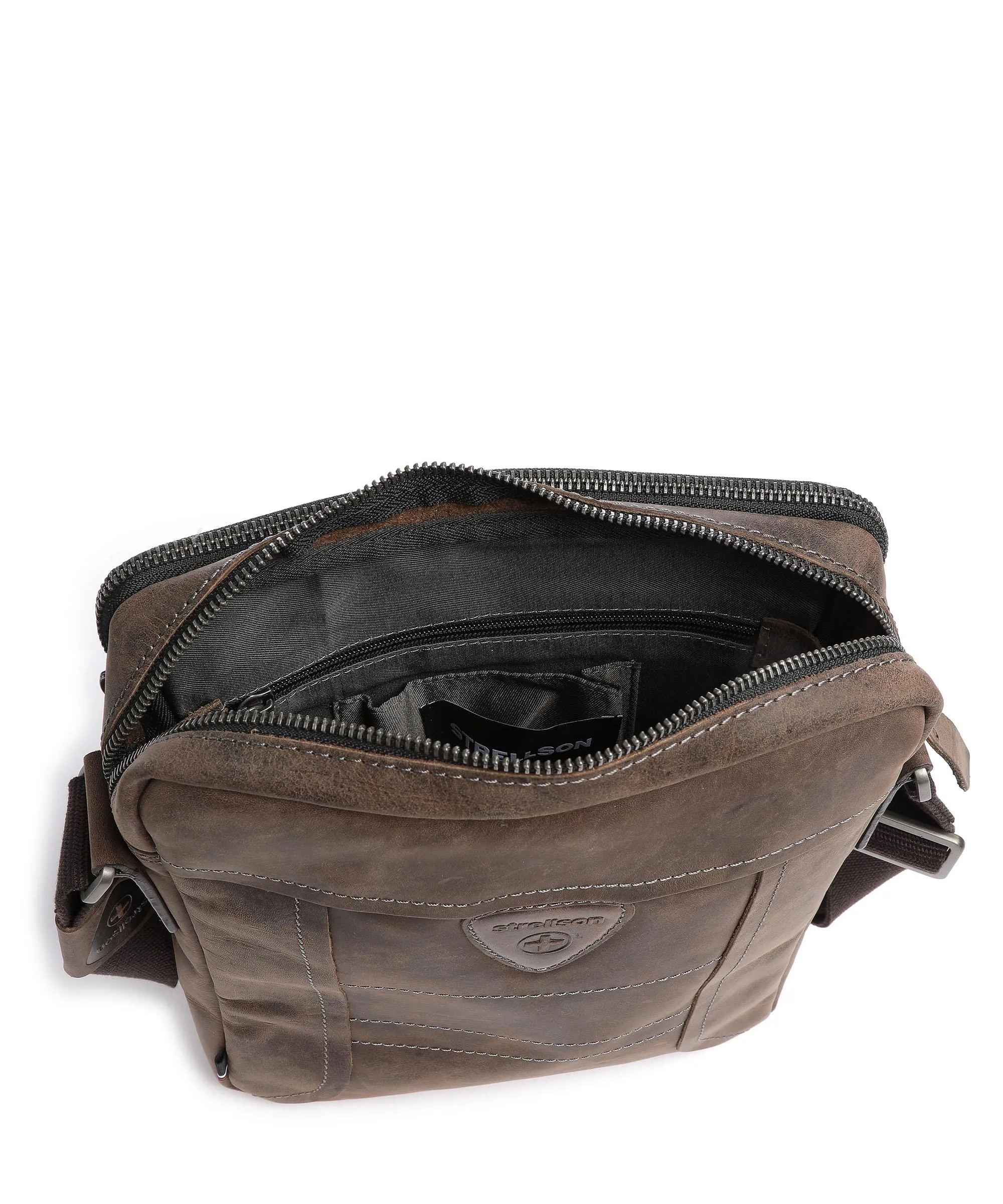  Strellson Hunter Borsa a tracolla pelle di vacchetta pull-up marrone scuro  