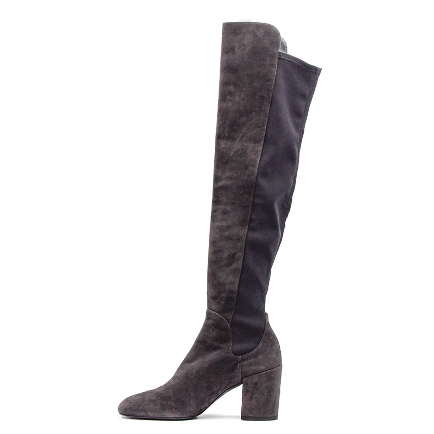 Stuart Weitzman Stivali Cuissard Grigio Donna Con Tessuto Micro
