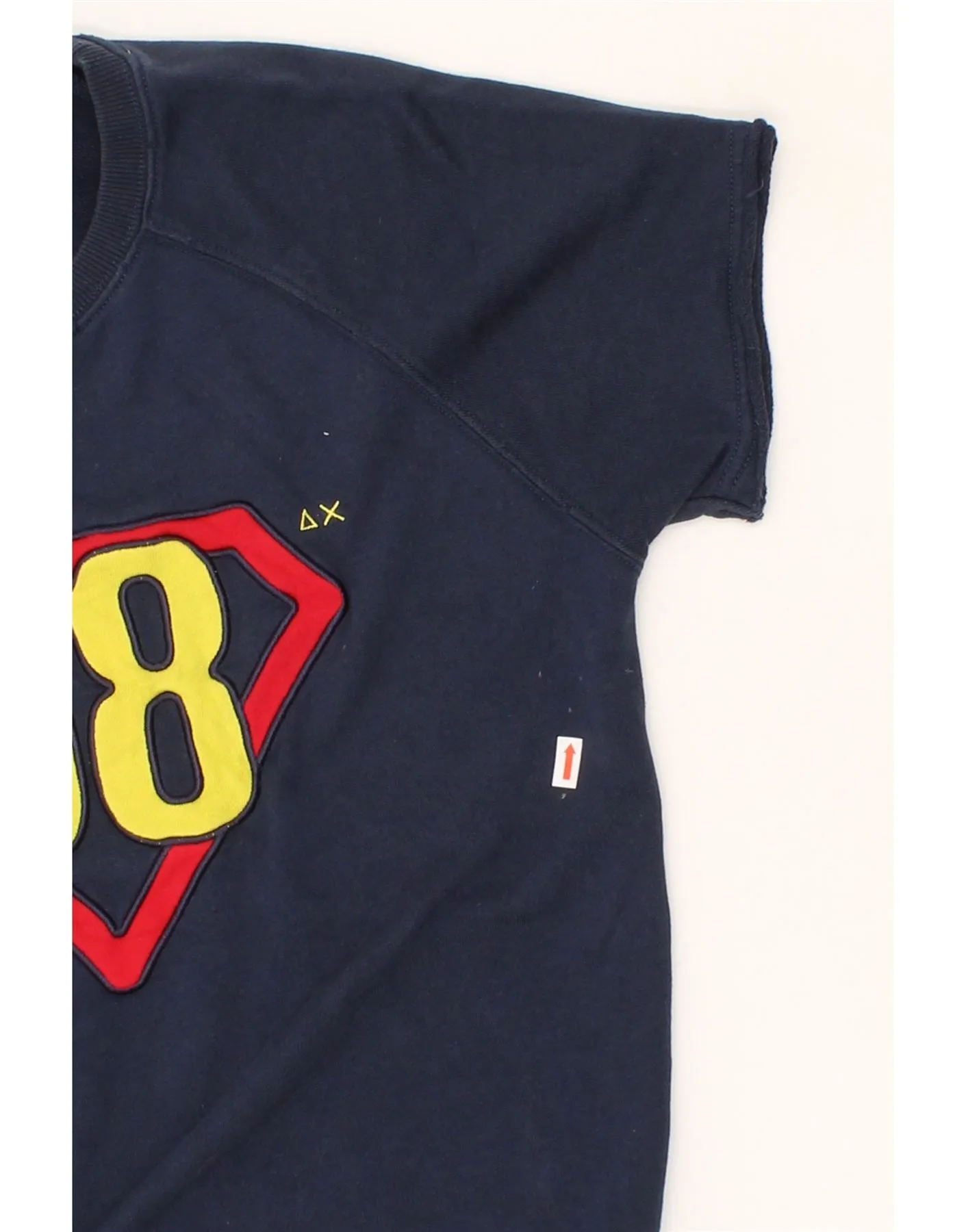 SUN68 Mens Graphic Short Sleeve Sweatshirt Jumper Medium Navy Blue Cotton