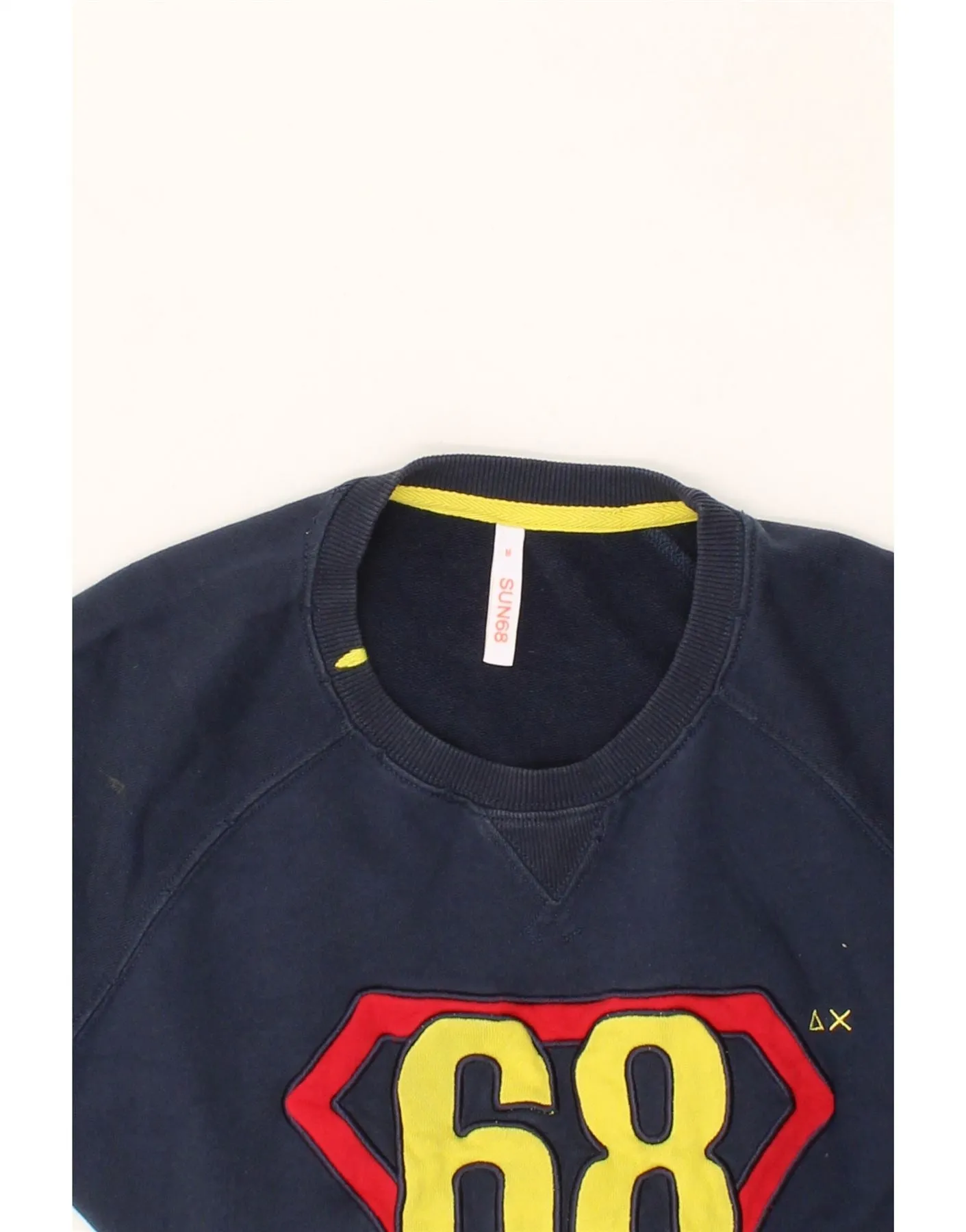 SUN68 Mens Graphic Short Sleeve Sweatshirt Jumper Medium Navy Blue Cotton