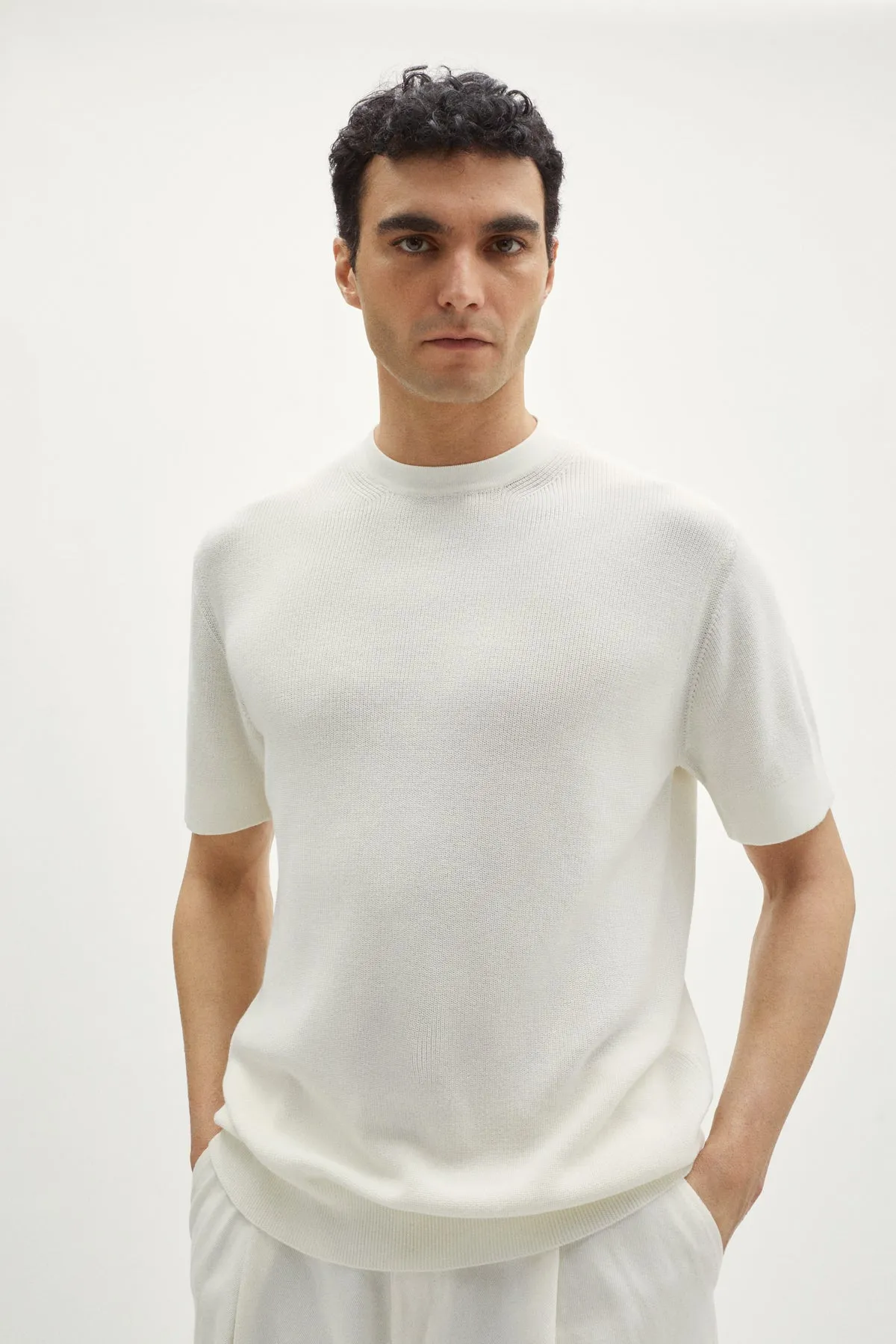 T-Shirt a Costine in Cotone Organico