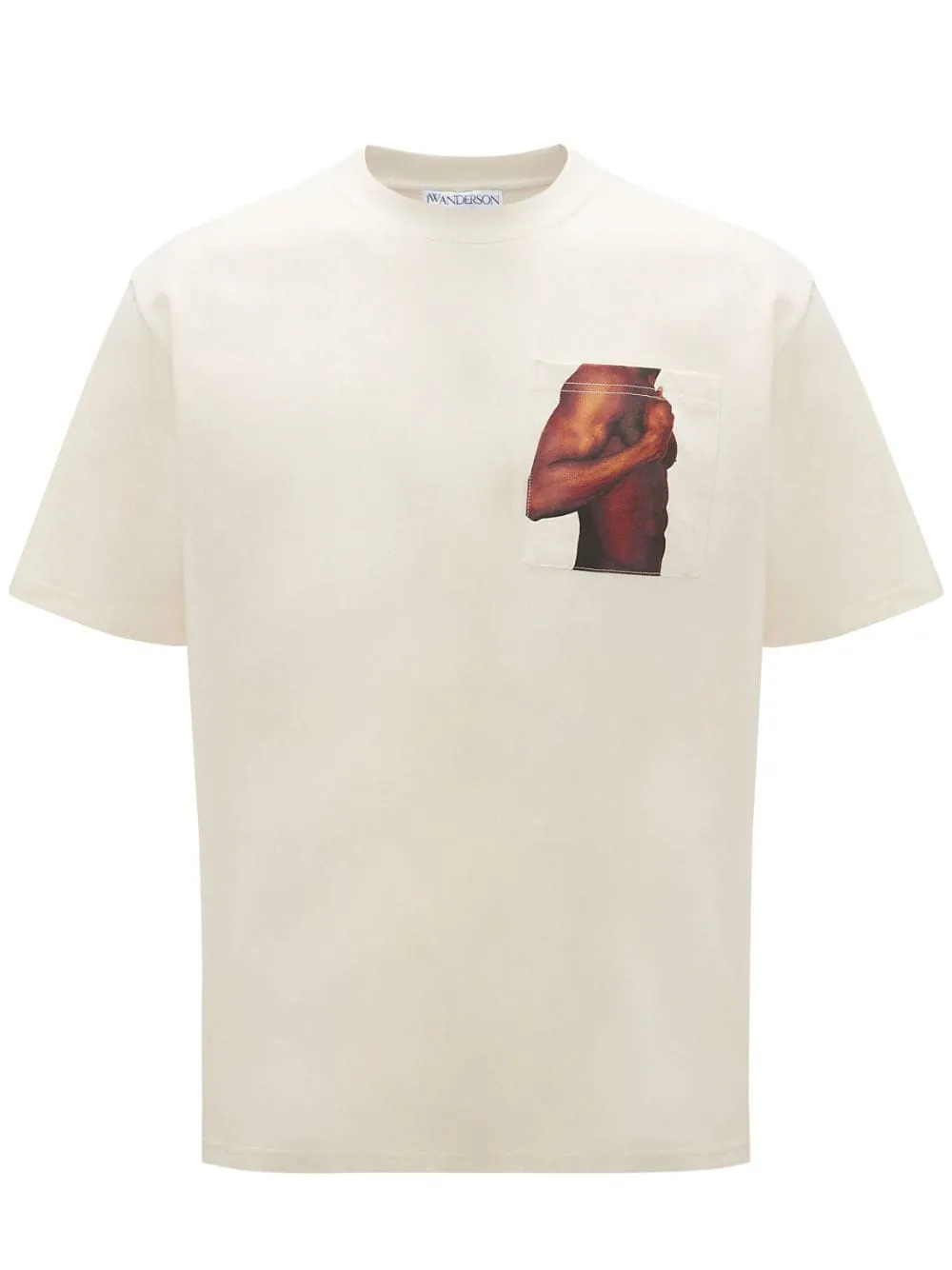 t-shirt beige con taschino sul petto