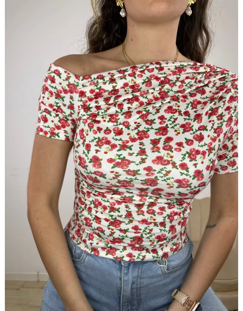 T-SHIRT DOMY FIORELLINI ROSSI