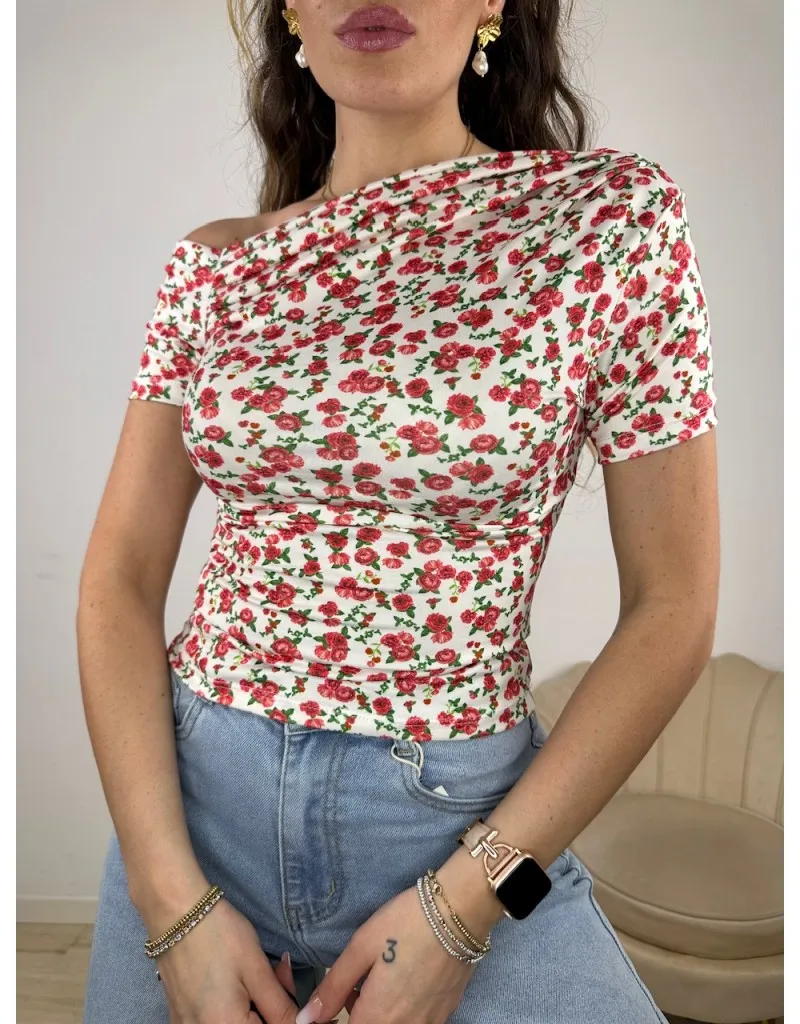 T-SHIRT DOMY FIORELLINI ROSSI